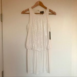 White Sequin Racerback Cocktail Dress
